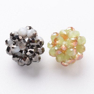 Hand Knitting Electroplate Glass Cluster Beads EGLA-E042-4mm-M5-1