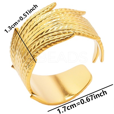 Minimalist Wheat 304 Stainless Steel Cuff Rings IK4718-2-1