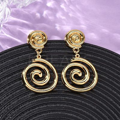 304 Stainless Steel Vortex Spiral Dangle Stud Earrings EJEW-L304-01G-1