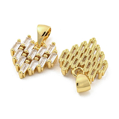 Brass Micro Pave Clear Cubic Zirconia Pendants ZIRC-P115-04G-1