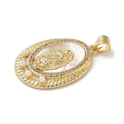 Brass Micro Pave Clear Cubic Zirconia Pendants LS-KK-U046-07G-1