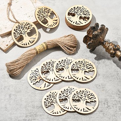 20Pcs Undyed Natural Wooden Big Pendants WOOD-YW0001-69-1