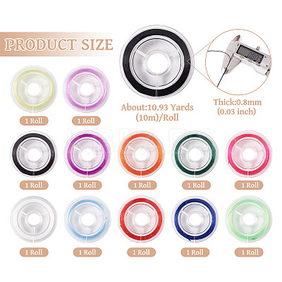 12 Rolls 12 Colors Strong Stretchy Beading Elastic Thread EW-TA0001-05-1