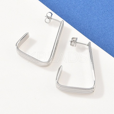 304 Stainless Steel Trapezoid Stud Earrings EJEW-P324-13P-1