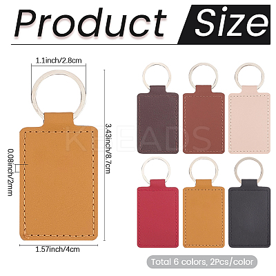 12Pcs 6 Colors PU Keychain KEYC-SC0001-89-1