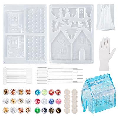 DIY 3D House Silicone Molds Kits DIY-OC0002-96-1