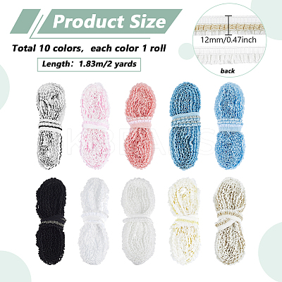 10 Colors Polyester Elastic Stretch Lace Trim OCOR-PH0008-01-1