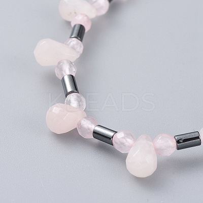 Non-magnetic Synthetic Hematite Beads Stretch Bracelets BJEW-JB04659-04-1