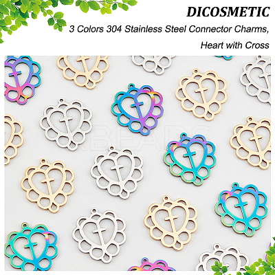 24Pcs 3 Colors 304 Stainless Steel Pendants STAS-DC0012-02-1