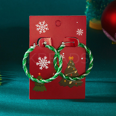 Christmas Alloy Enamel Twist Hoop Earrings FS-WG4C0CB-03-1