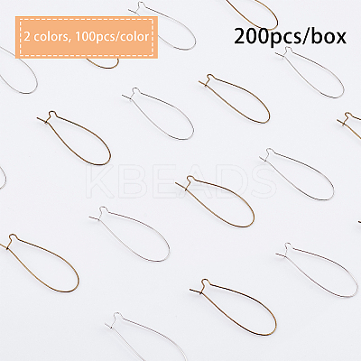 Brass Hoop Earrings Findings Kidney Ear Wires KK-FH0001-45-NR-1