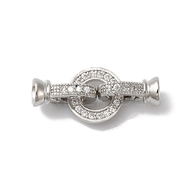 Rack Plating Brass Micro Pave Clear Cubic Zirconia Fold Over Clasps KK-A222-04C-P-1