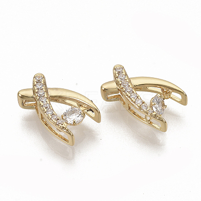 Brass Micro Pave Clear Cubic Zirconia Charms ZIRC-T011-19G-NF-1