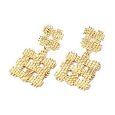 knit Textured Square Ion Plating(IP) 304 Stainless Steel Stud Earrings for Women EJEW-L287-029G-1