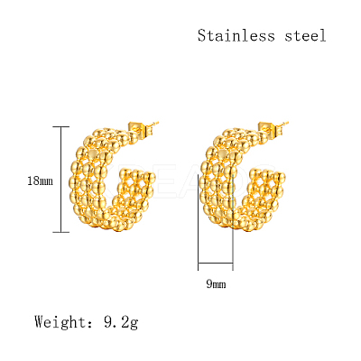 304 Stainless Steel Round Stud Earrings PJ3518-1-1
