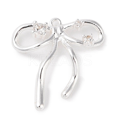 Brass Micro Pave Clear Cubic Zirconia Pendants KK-G491-24S-01-1