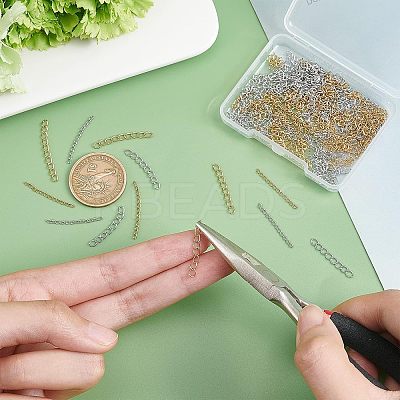 120Pcs 4 Style 304 Stainless Steel Curb Chains Extender STAS-UN0038-16-1