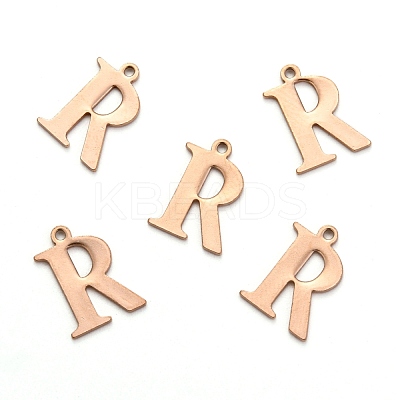 Ion Plating(IP) 304 Stainless Steel Alphabet Charms STAS-H122-R-RG-1