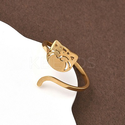 304 Stainless Steel Cuff Rings for Women RJEW-F195-02G-1