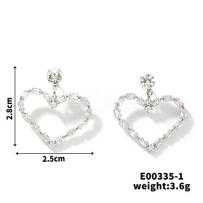 Elegant Copper Heart-shaped Zircon Stud Earrings NG8185-1-1