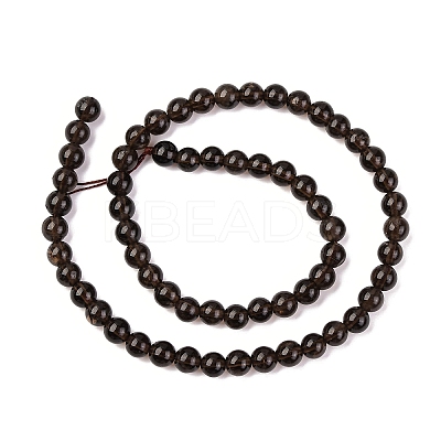 Natural Smoky Quartz Round Beads Strands X-G-E329-6mm-38-1