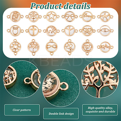 36pcs 18 styles Glass Connector Charms GLAA-PH0002-85-1