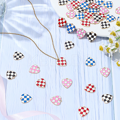 48Pcs 4 Colors Alloy Enamel Pendants ENAM-ME0001-15-1