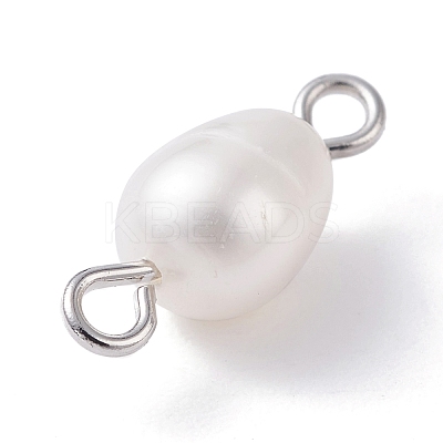 Natural Cultured Freshwater Pearl Bead Links Connectors PALLOY-JF01152-1
