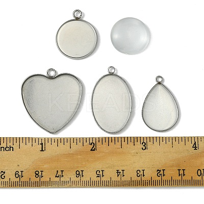 DIY Blank 304 Stainless Steel Pendant Making Kit DIY-FS0005-78-1