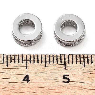 Brass Micro Pave Clear Cubic Zirconia Beads KK-U028-24P-1