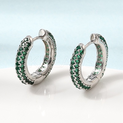Brass Micro Pave Cubic Zirconia Hoop Earrings KK-CBA8324-24P-01-1