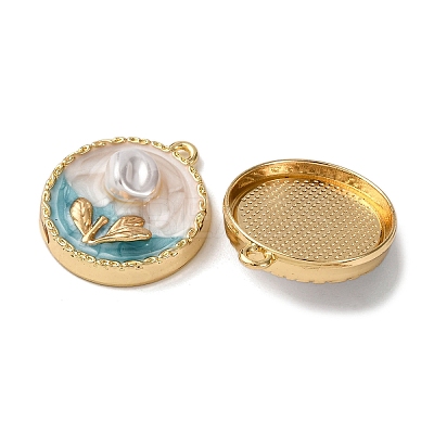 Light Gold Tone Alloy Enamel Pendants ENAM-B028-30KCG-01-1