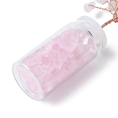 Natural Rose Quartz Chips Tree Decorations DJEW-P021-E01-1