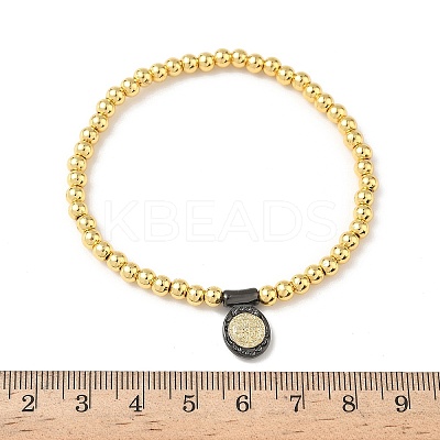 Brass Oval Charms Bracelets BJEW-B148-03C-05-1