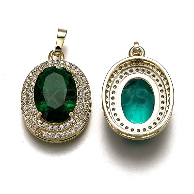 Golden Plated Brass Micro Pave Clear Cubic Zirconia Pendants ZIRC-F123-02-1