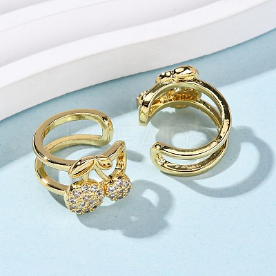 Brass Micro Pave Cubic Zirconia Cuff Earrings LS-EJEW-D328-06G-02-1