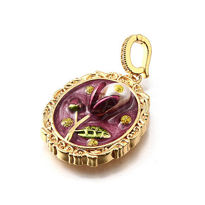 Brass Micro Pave Cubic Zirconia & Enamel Pendants KK-R222-08G-01-1