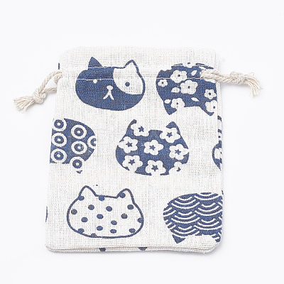 Kitten Polycotton(Polyester Cotton) Packing Pouches Drawstring Bags X-ABAG-T006-A19-1