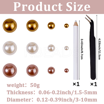 1 Box Half Round Resin & ABS Imitation Pearl Cabochons DIY-CP0012-96B-1