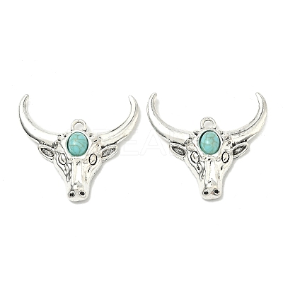 Bohemian Synthetic Turquoise Cattle Pendants FIND-Z112-01AS-05-1