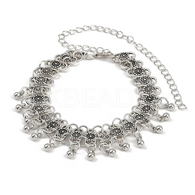 Bohemian Flower Tassel Alloy Anklets for Women LS-AJEW-B107-02-1