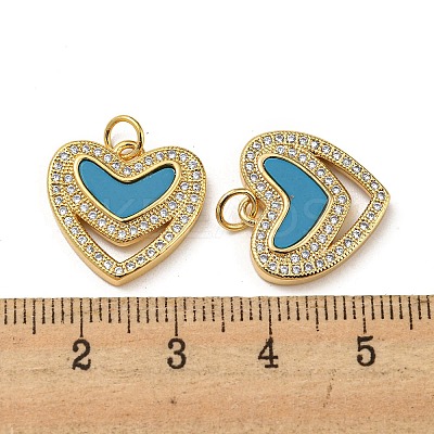 Brass Micro Pave Cubic Zirconia with Synthetic Turquoise Pendants KK-K356-24C-G-1