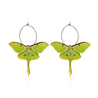 Butterfly Alloy Acrylic Hoop Earrings FS-WG09DCE-01-1
