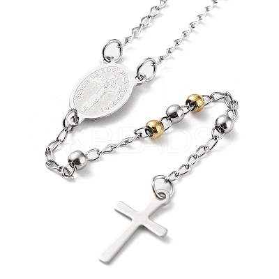 Non-Tarnish 202 Stainless Steel Rosary Bead Necklaces LS-NJEW-D060-01E-GP-1