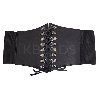 PU Leather Wide Elastic Corset Belts with Alloy Findings AJEW-WH0518-51-1