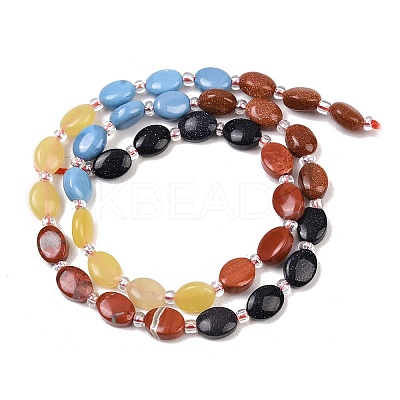 Natural Red Jasper & Lemon Jade & Synthetic Goldstone & Blue Goldstone & Blue Lace Agate Beads Strands G-Z135-A05-1