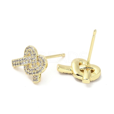Rack Plating Brass Micro Pave Clear Cubic Zirconia Stud Earrings for Women EJEW-M260-16G-1