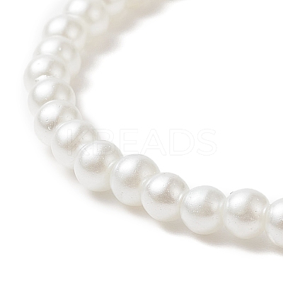 Star & Moon & Imitation Pearl Glass Beaded Stretch Bracelet for Kid BJEW-JB09265-1