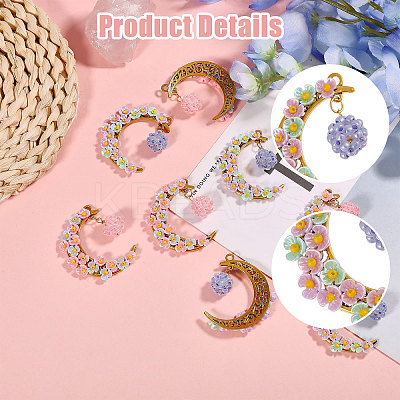 8Pcs 2 Colors Glass Seed Beads & Resin Pendants PALLOY-CA00039-1
