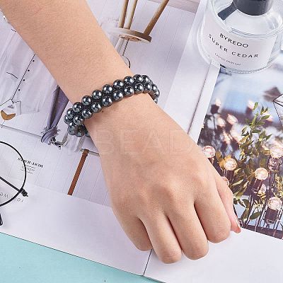 Synthetic Hematite Braided Bead Bracelet BJEW-SW00001-18-1